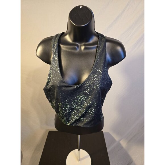 Womens Firm Support Dots Pattern Bra Top Sports Black Green Size XL - Picture 1 of 2